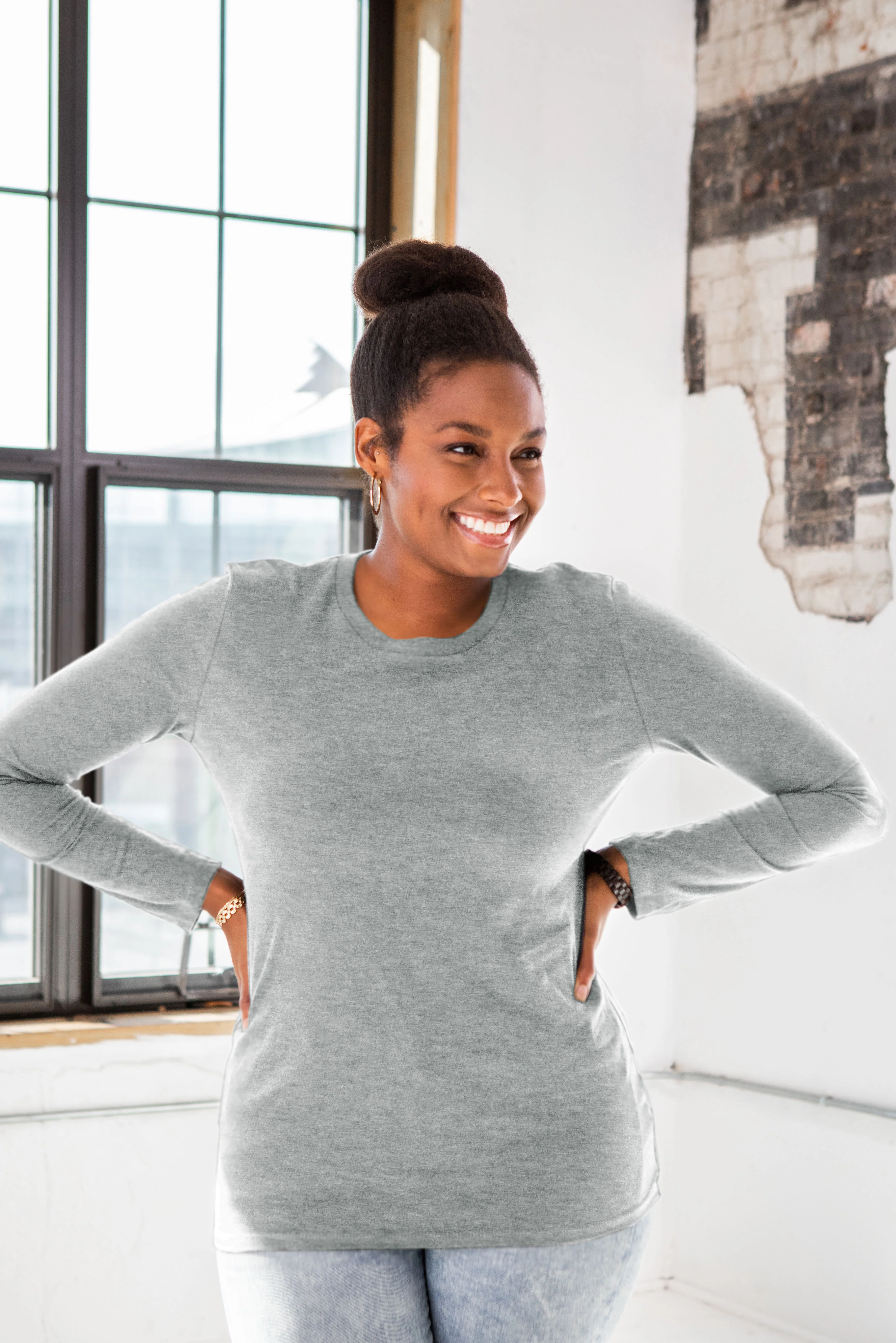 Ladies Premium Cotton Long Sleeve Tee - Image 3