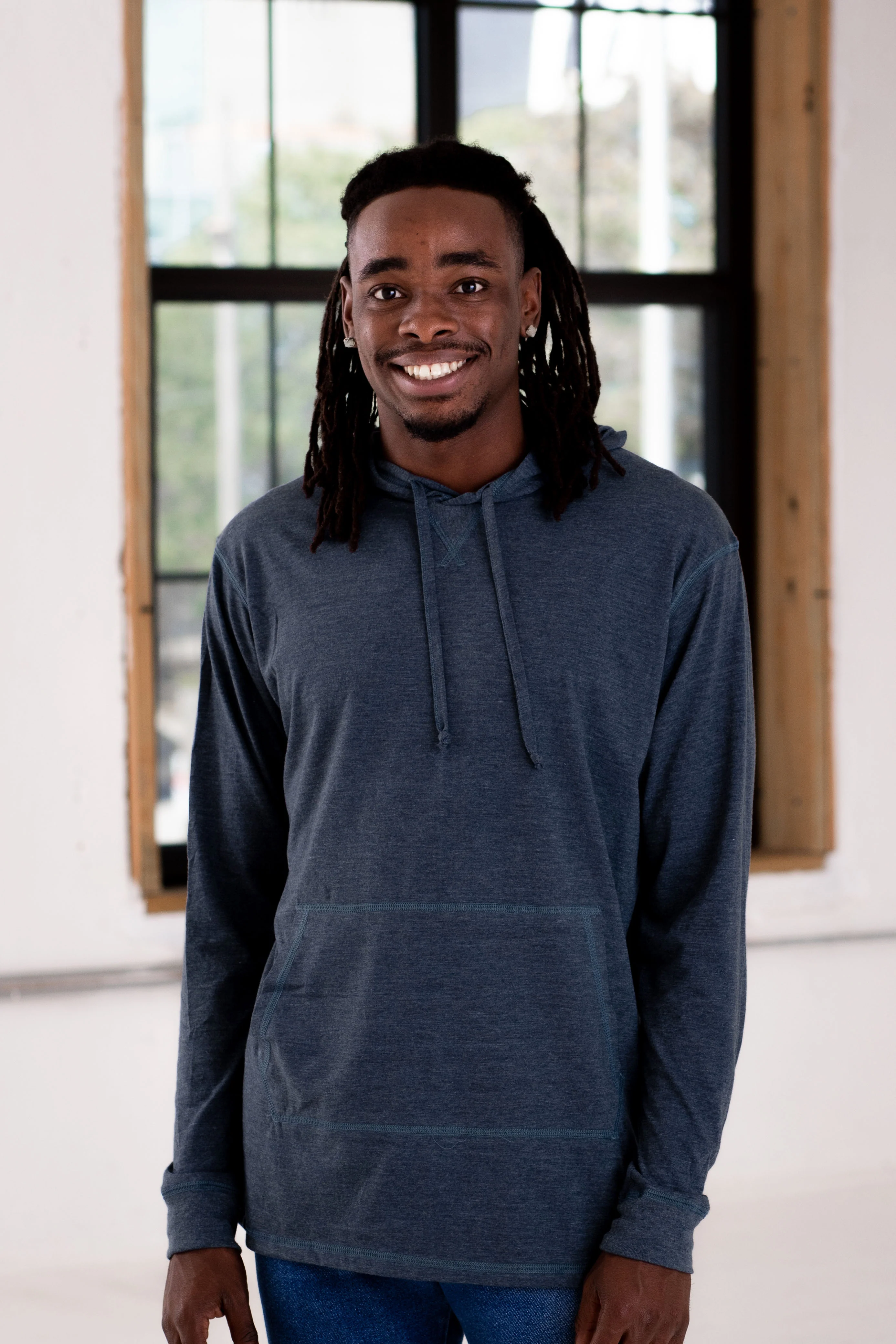 Unisex Eco-Triblend Long Sleeve Hooded Tee - Image 4