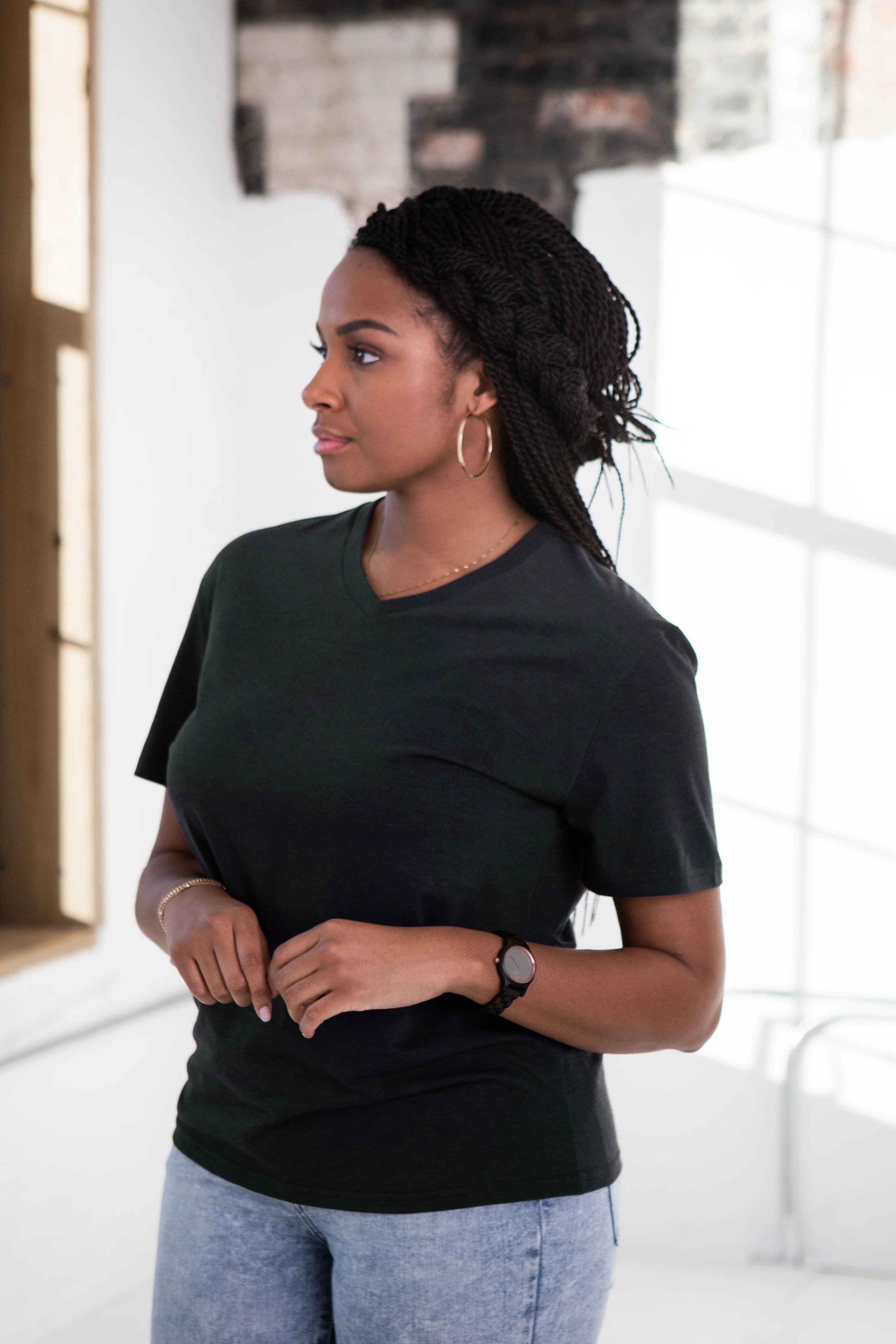 Unisex Eco-Triblend Short Sleeve V-Neck Tee - Image 3