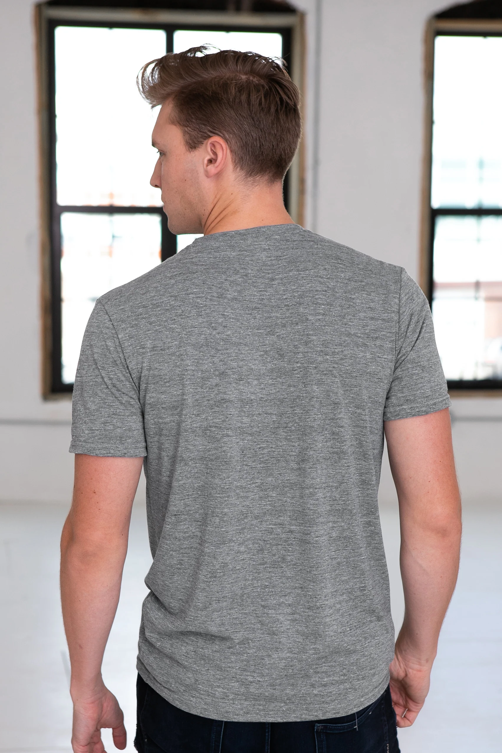 Unisex Eco-Triblend Short Sleeve V-Neck Tee - Image 4