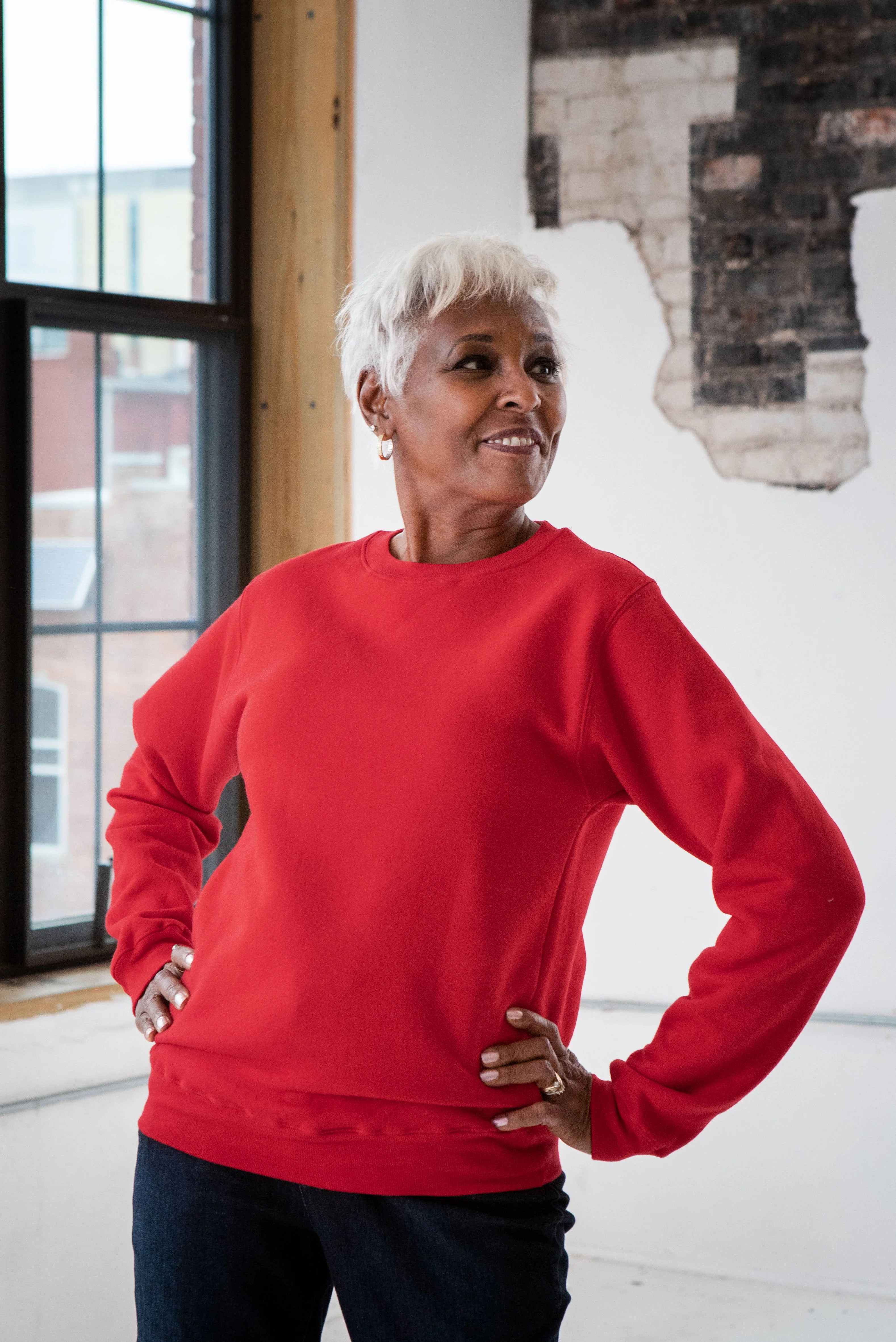 Unisex Heathered Fleece Crew - Image 4