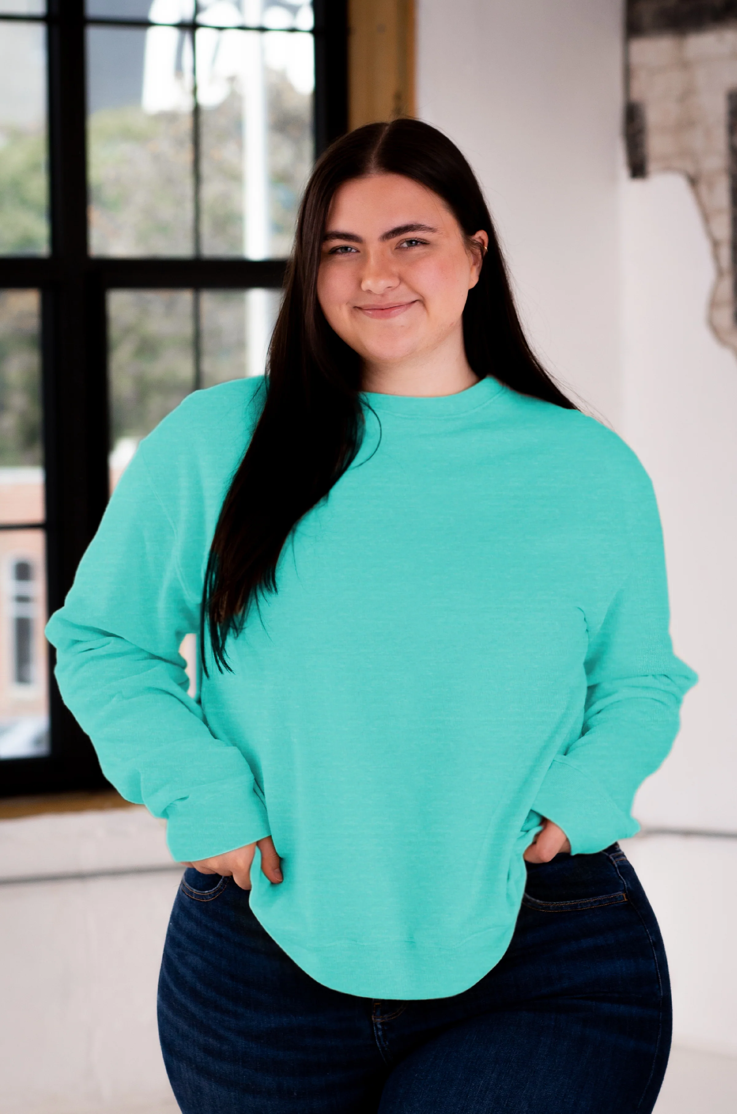 Unisex Heathered Fleece Crew - Image 7