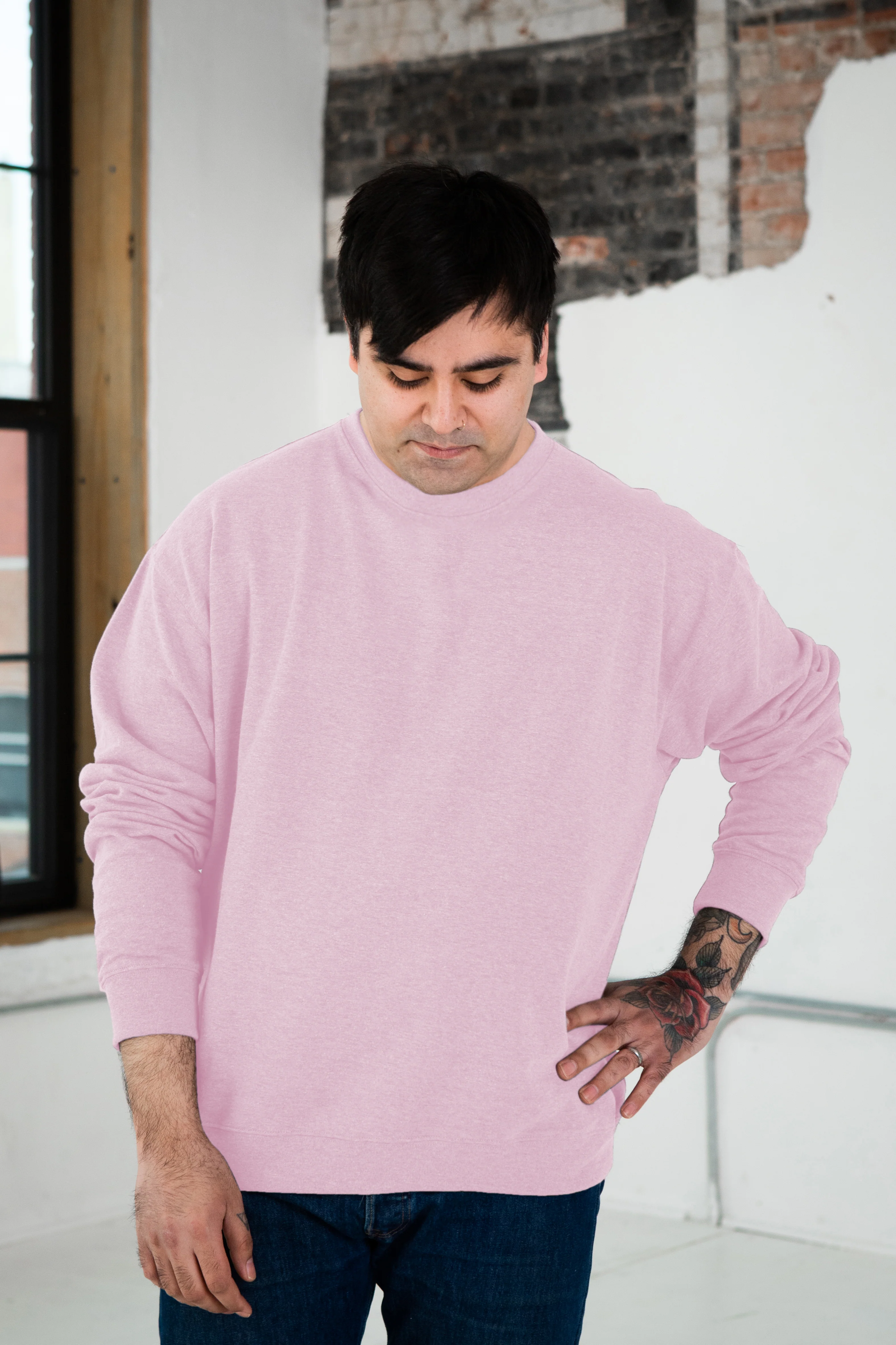 Unisex Heathered Fleece Crew - Image 8