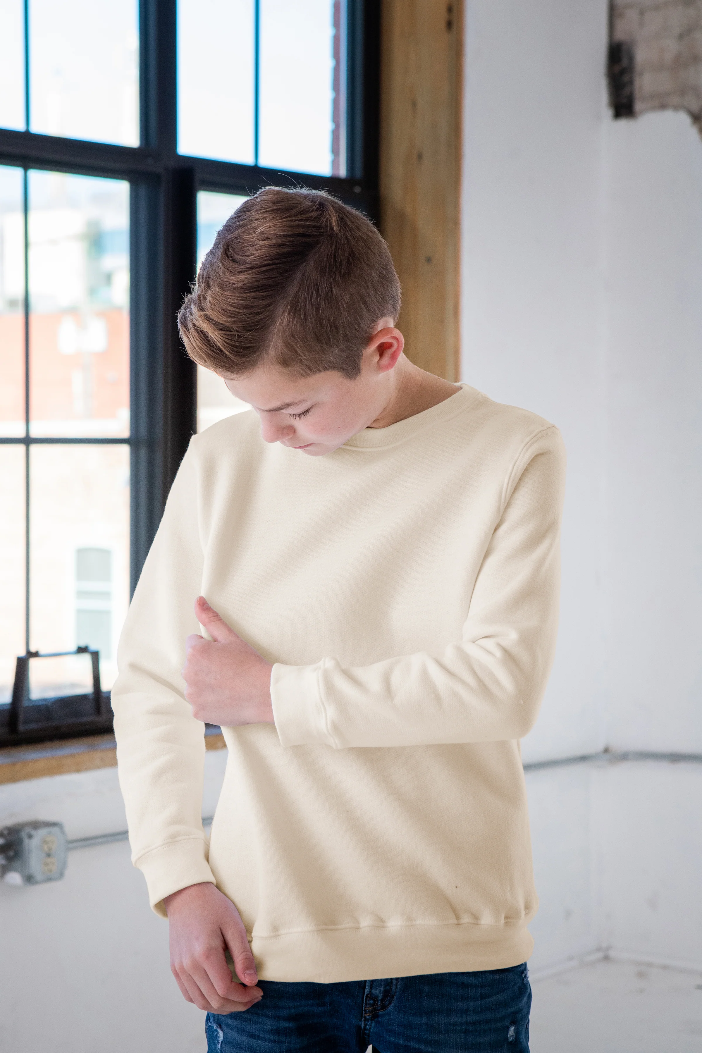 Youth Heathered Fleece Crew - Image 3