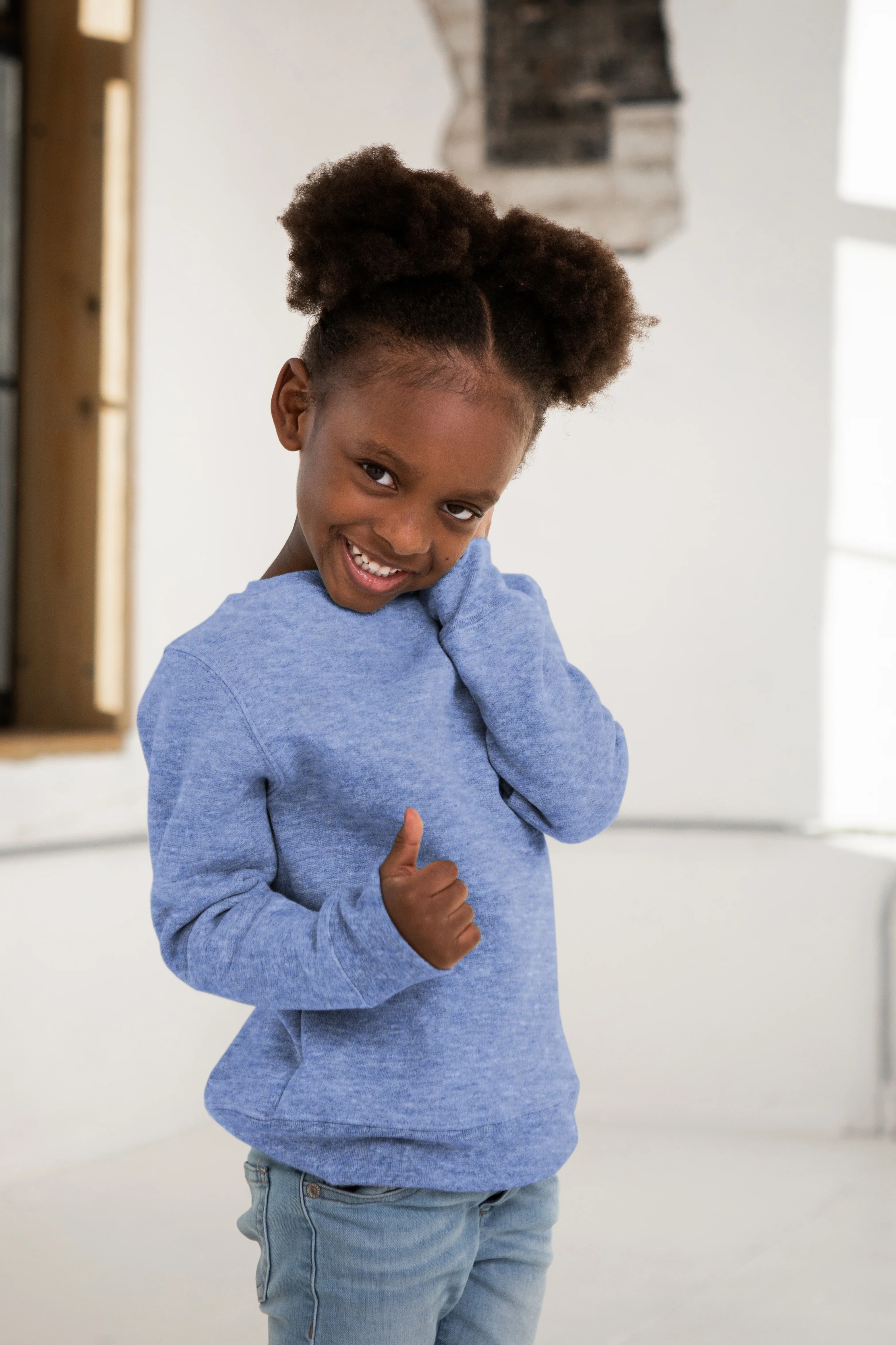 Youth Heathered Fleece Crew - Image 6